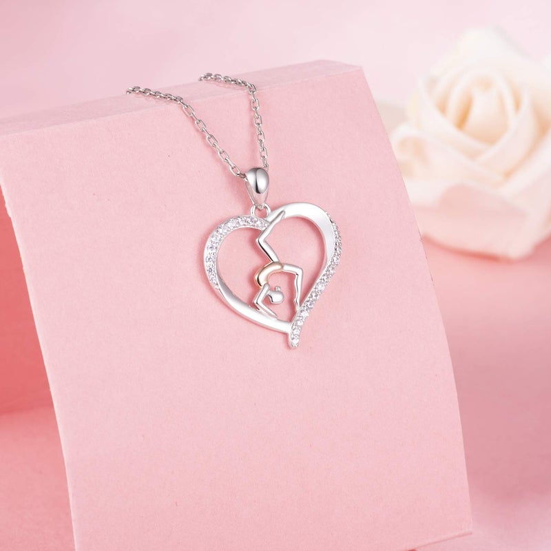 ACJNA 925 Sterling Silver Gymnast Gymnastic Dance Necklace Yoga Sports Heart Pendant Jewelry Birthday Gift Dancer Women Her - Image 5